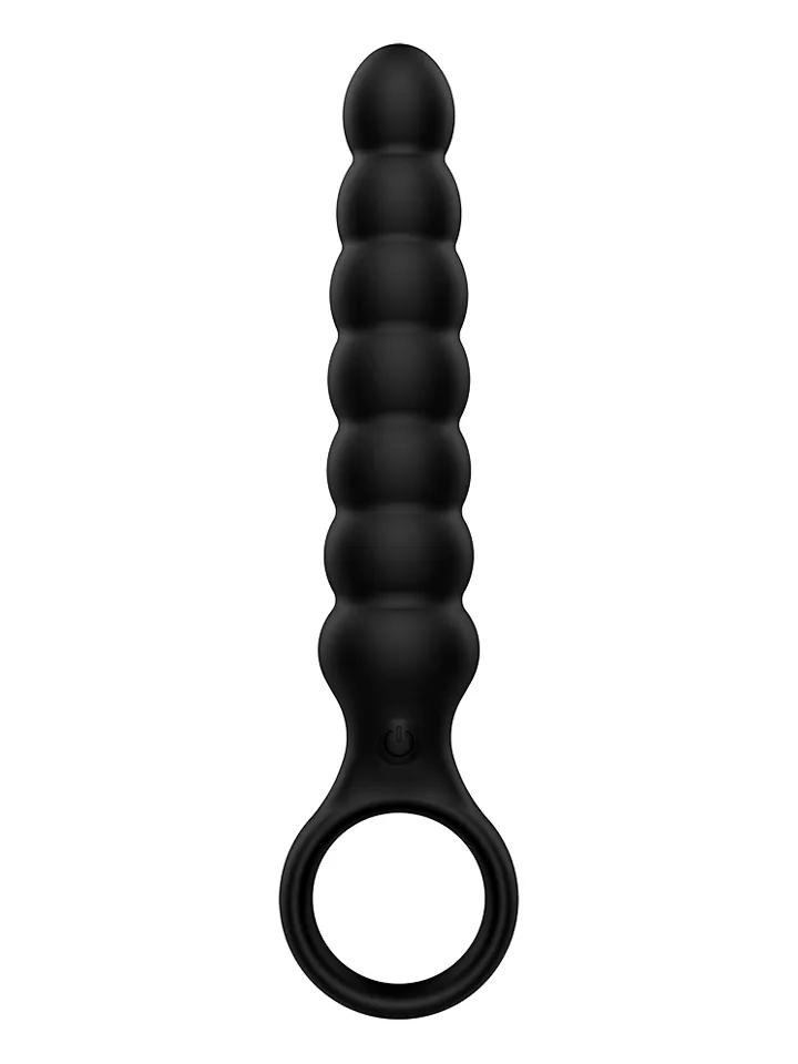 Ribbed Anal Plug With Vibrations Black Analplugg med vibrator