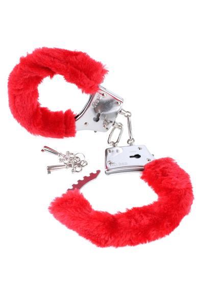 Pipedream Beginner's Furry Cuffs Red Röda handbojor