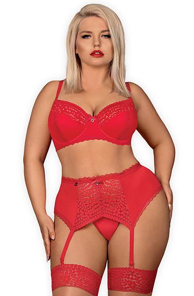 Obsessive Jolierose 3-pcs Set Red XXL Sexiga underkläder