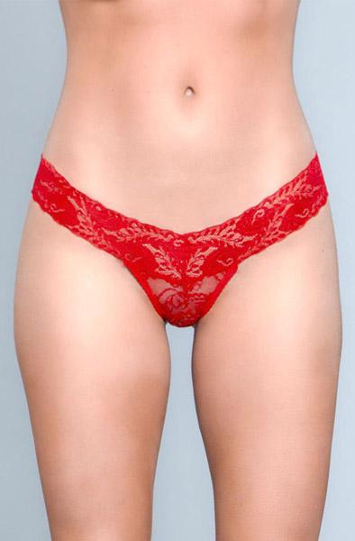 BeWicked V-Cut Lace Panties Red Large Spetstrosa