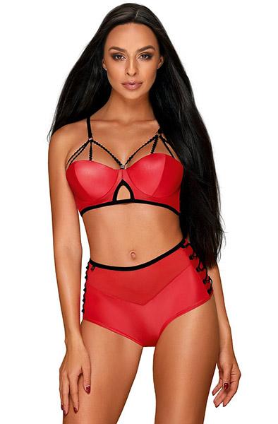 Obsessive Leatheria 2-pcs Set Red S/M Sexiga underkläder