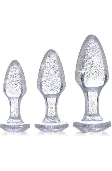Booty Sparks Shimmering Gem Anal Plug Set Silver Analpluggar paket