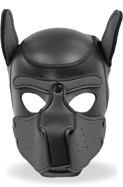 Dog Hood With Removable Muzzle Black L BDSM mask