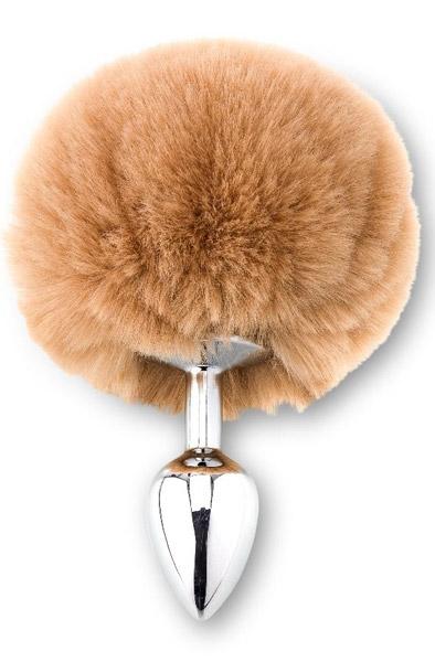 Deluxe Fluffy Bunny Tail Brown Analplugg med svans
