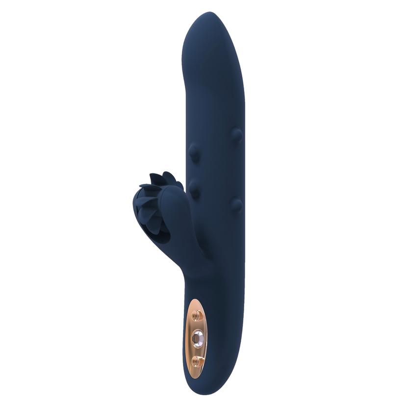 Dreamtoys - Goddess Collection - Athena Rabbit Vibrator With Moving Beads And Spinning Wheel - Blue