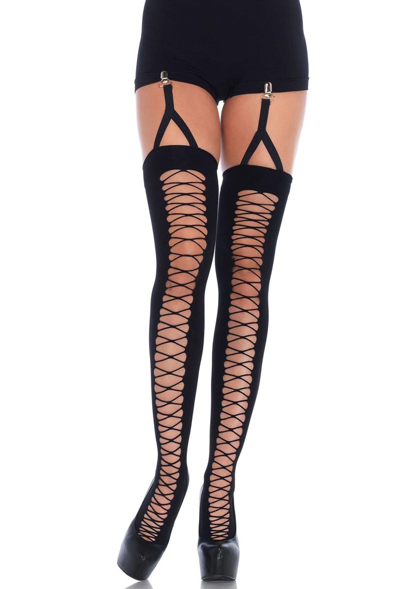 LACE UP THIGH ATTACHED GARTER OS
