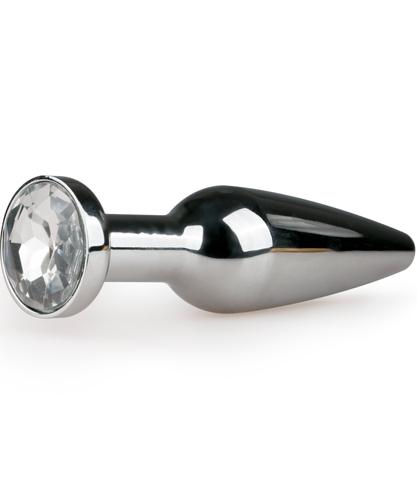 METAL BUTT PLUG NO. 9 - SILVER/CLEAR