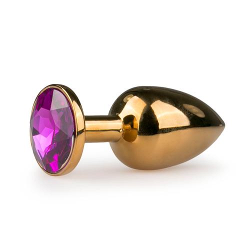 Metal Butt Plug No. 1 - Gold/Purple - Lila Fake diamant