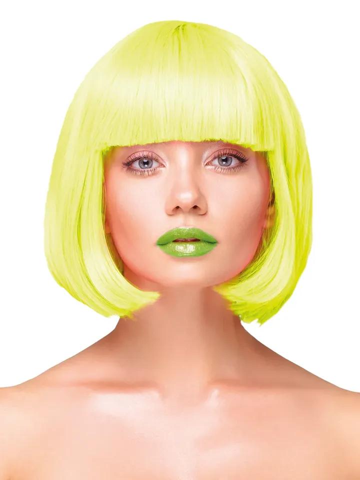 Party Wig Short Straight Hair Neon Yellow